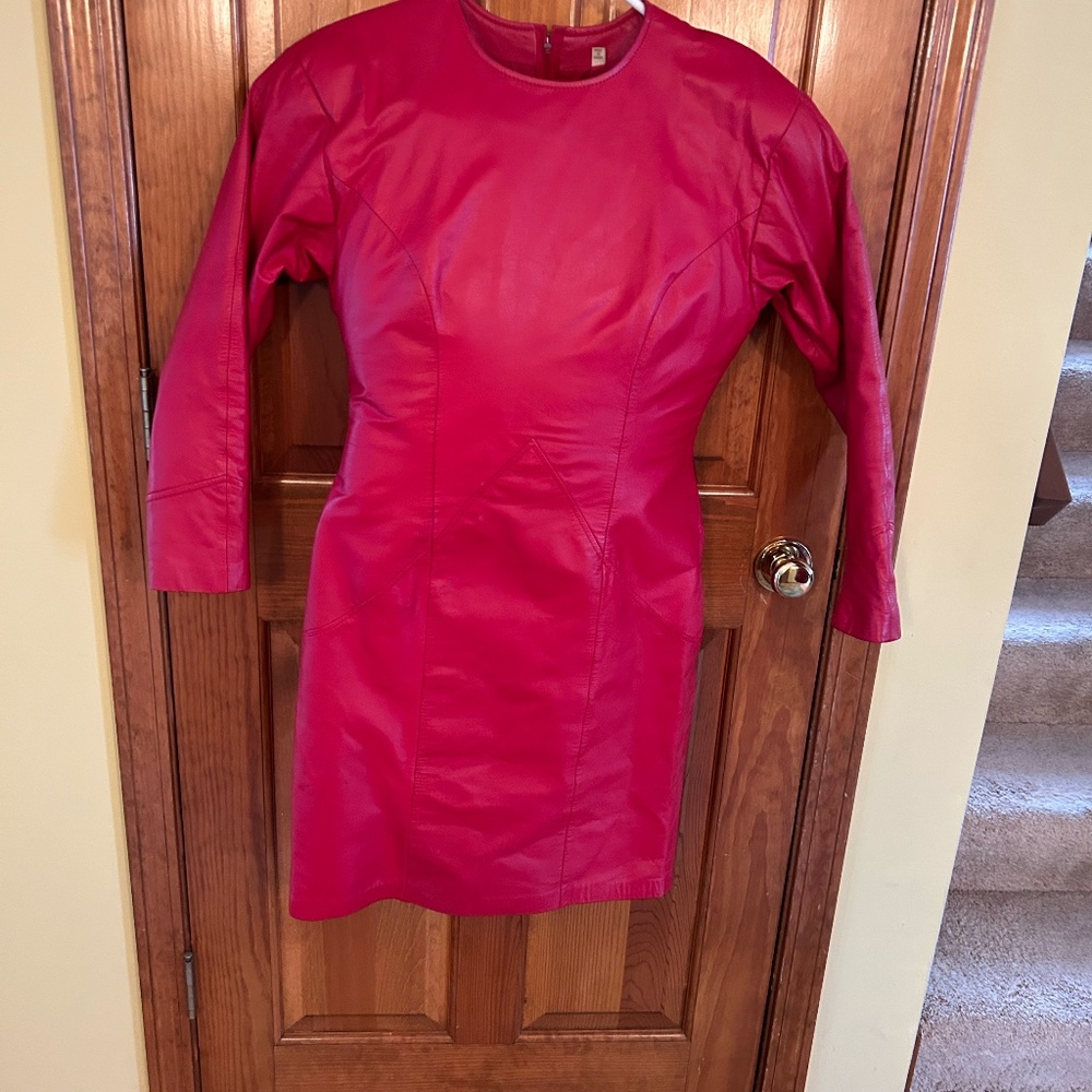 Red leather dress, size 8